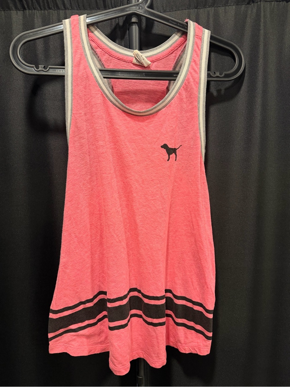 PINK Victoria's Secret Pink Tank with Black Stripe and Dog Logo